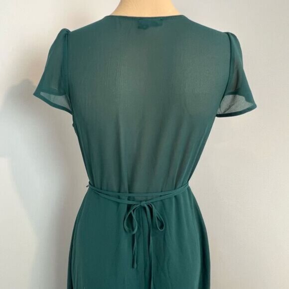 Soieblu Women’s Medium Dark Green Wrap Deep V Formal Dress Maxi Gown Bridesmaid - Picture 6 of 12